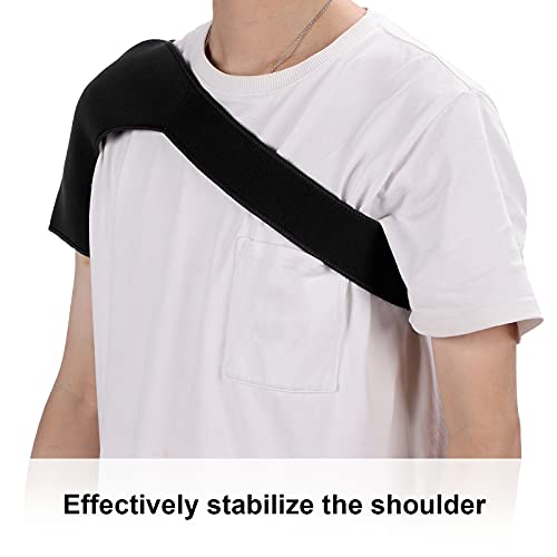 Envoltura de manga de compresión de neopreno para hombros, abrazadera de hombro ajustable para manguito rotador desgarrado, tendinitis, dislocación, articulación AC, bursitis(negro)