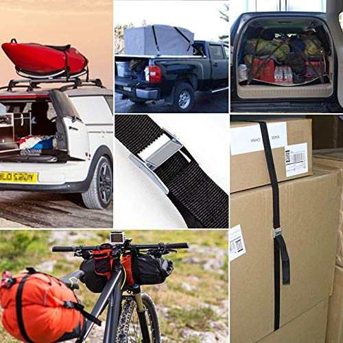 Equipaje de Coche Amarre Hebilla Cinturones Tensores Correas de Tensión de Sujeción de Carga Correa de Amarre de Liberación Rrápida Ajustables Correas Motocicleta, Camiones para Barcos 8 Piezas, Negro