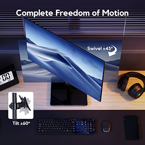 ErGear Soporte de Monitor 13"- 32" Construcción Sólida y Base Ensanchada Brazo Monitor Movimiento Completo con Inclinación ± 45 ° Giratorio ± 45 ° Rotación 360 ° VESA 75/100mm Peso Máx 10 kg
