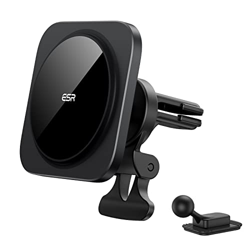 ESR HaloLock Soporte teléfono para Coche MagSafe, Compatible con iPhone 13/13 Pro/13 mini/13 Pro Max/12/12 Pro/12 mini/12 Pro MAX, Soporte para Salpicadero/Rejilla ventilación,No Admite Carga.Negro