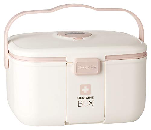 ESTETHI Caja de Medicamentos, organizador de primeros auxilios con asa y compartimento extraíble, 28 x 18 x 17 cm, capacidad de 8.5L incluye Estuche para Tapaboca.