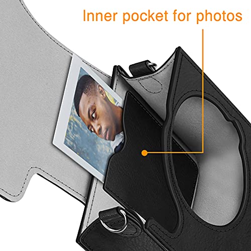 Fintie Funda Compatible con Fujifilm Instax Mini 40 - Estuche de Material Sintético de Primera Calidad con Correa Ajustable/Desmontable, Negro