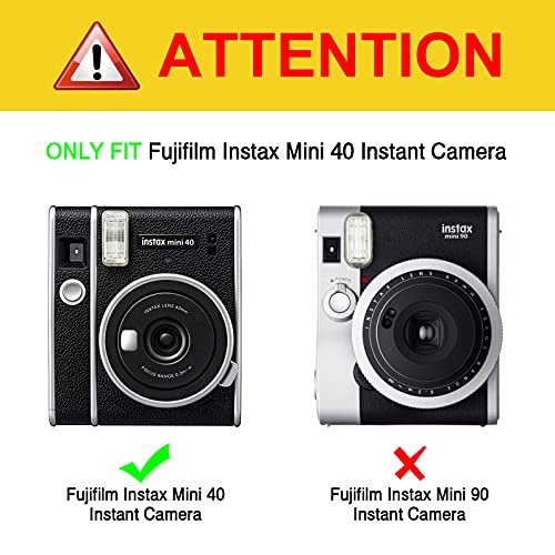 Fintie Funda Compatible con Fujifilm Instax Mini 40 - Estuche de Material Sintético de Primera Calidad con Correa Ajustable/Desmontable, Negro