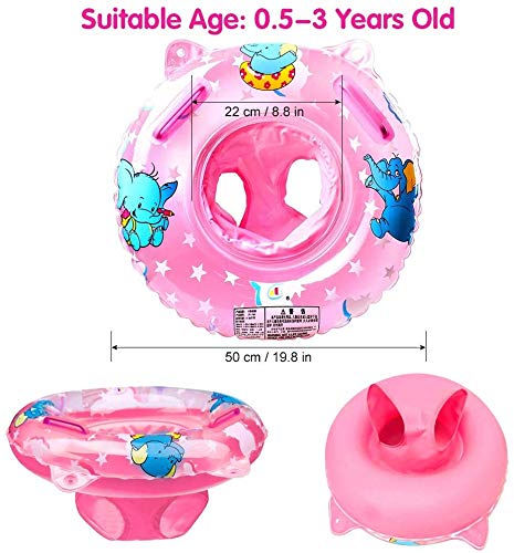 Flotadores Bebe, Anillo de Natación para Bebé Anillo Flotador Bebe Lindo Patrón Natación Inflable Flotador para Niños Entre 6-36 Meses (Rosa)