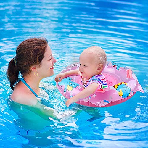 Flotadores Bebe, Anillo de Natación para Bebé Anillo Flotador Bebe Lindo Patrón Natación Inflable Flotador para Niños Entre 6-36 Meses (Rosa)