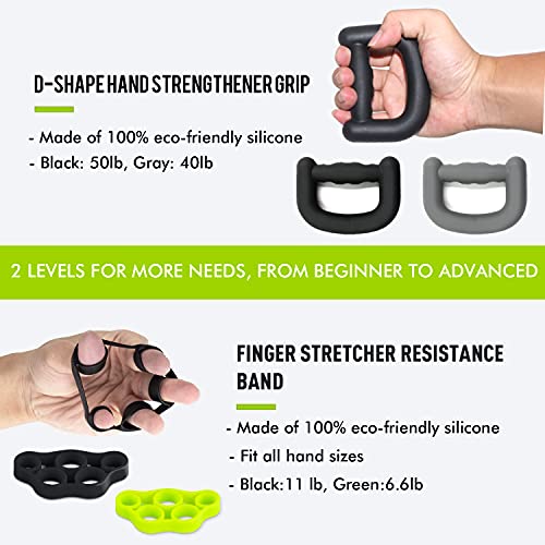 Fortalecedor de agarre de mano,antebrazo fortalecer, 10 piezas de entrenador de antebrazo con agarre de resistencia ajustable, fortalecedor de muñeca,powerball de dedos ,ejercitador estirador de dedos