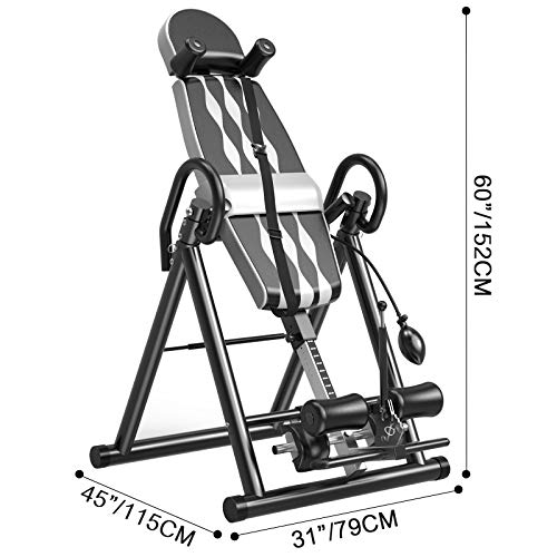 Frantools Tabla de Inversión por Gravedad Plegable Inflable Ajustable con Cinturón Protector Rojo Tabla de Gravedad Invertida para Espalda Ejercicio Banco de Inversión Gravitacional (Gris)