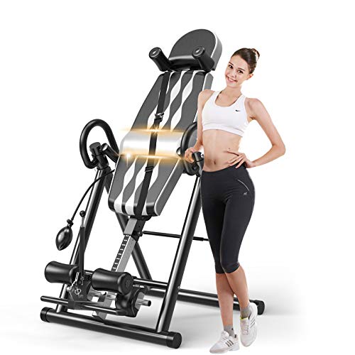 Frantools Tabla de Inversión por Gravedad Plegable Inflable Ajustable con Cinturón Protector Rojo Tabla de Gravedad Invertida para Espalda Ejercicio Banco de Inversión Gravitacional (Gris)