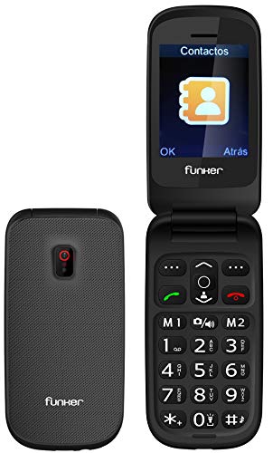Funker F7 CLASSIC EASY, Teléfono Móvil para Personas Mayores Teclas Grandes con Tapa Pantalla 2,4 Pulgadas y Tecla de Emergencia botón SOS Cámara Fácil de Usar para Ancianos, Gris