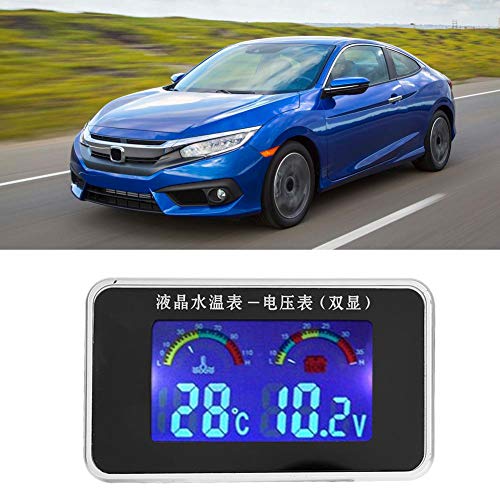 Fydun Medidor de temperatura del agua 10-120 Grado Voltímetro Coche Pantalla LCD con 10mm Termómetro de agua Sensor de temperatura del agua 12V / 24V / 36V