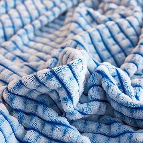 GAO Tuo Manta de Microfibra Color sólido, Microfibre Extra Suave，para Sofá o Cama, Ideal para Protegerse del Frio, En Color Gris,Adultos, niños, Animales (Azul y Blanco, 70x100cm)