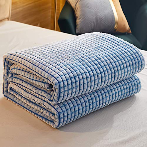 GAO Tuo Manta de Microfibra Color sólido, Microfibre Extra Suave，para Sofá o Cama, Ideal para Protegerse del Frio, En Color Gris,Adultos, niños, Animales (Azul y Blanco, 70x100cm)