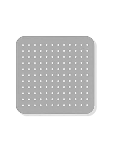 GEMITEX Alfombrilla de Ducha Antideslizante Gris Made in Italy, Resistente al Moho, antibacteriana, con Ventosa, Alfombrillas de baño Antislip, 53 x 53 cm, 100 % PVC (8016209069719)