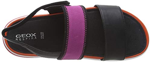 Geox D Ottaya Sandal B, Sandalias de Talón Abierto Mujer, Negro (Black/Orange C0038), 40 EU
