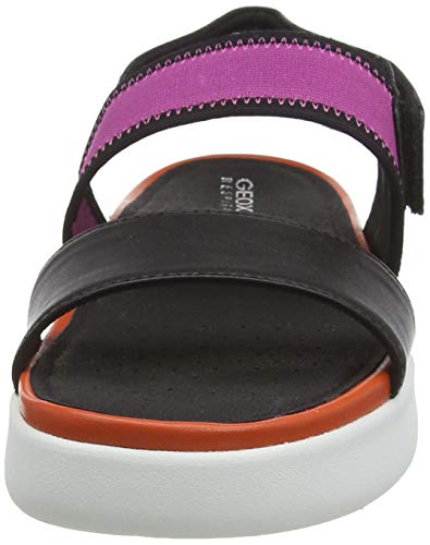 Geox D Ottaya Sandal B, Sandalias de Talón Abierto Mujer, Negro (Black/Orange C0038), 40 EU