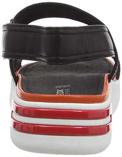 Geox D Ottaya Sandal B, Sandalias de Talón Abierto Mujer, Negro (Black/Orange C0038), 40 EU