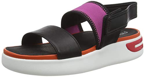 Geox D Ottaya Sandal B, Sandalias de Talón Abierto Mujer, Negro (Black/Orange C0038), 40 EU