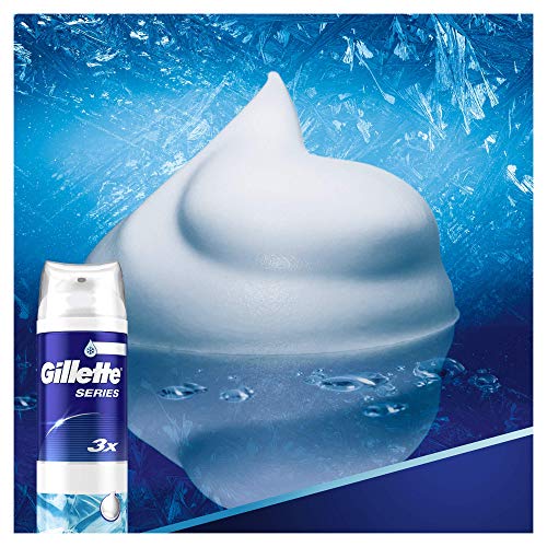 Gillette Series Cooling Espuma de Afeitar con Mentol Apta para Pieles Sensibles, 250 ml