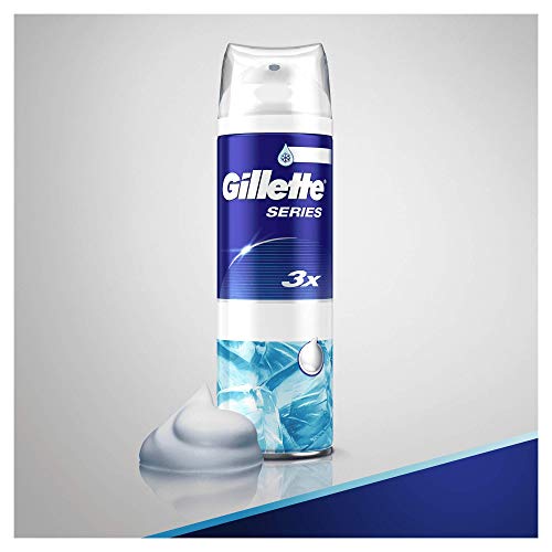 Gillette Series Cooling Espuma de Afeitar con Mentol Apta para Pieles Sensibles, 250 ml