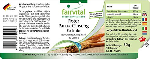 Ginseng Rojo Coreano 400mg - Panax Ginseng puro - VEGANO - Dosis alta - 90 Cápsulas - Calidad Alemana