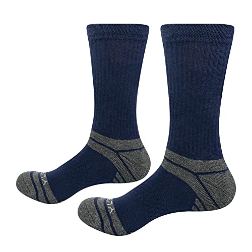 GiveGift YUEDGE 5 Pares Termicos Calcetines de Algodón para Hombre Calcetines de Montaña Senderismo talón y puntera reforzados almohadilla Transpirable Trabajo Botas Calcetines Azul XL