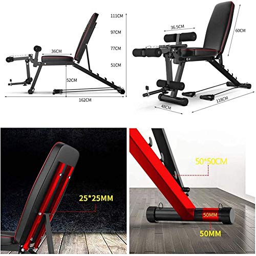 GJG Banco De Pesas Ajustable, Taburete con Mancuernas Plegable, con Extensión De Piernas Y Flexión De Piernas, Entrenamiento En Casa, Gimnasio, Levantamiento De Pesas