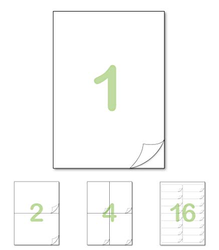 Gluetack – Etiquetas Adhesivas 210 x 297mm -A4 | 50 Folios Adhesivos-1 Etiqueta/Hoja–50 Etiquetas | Papel de Pegatina para Imprimir