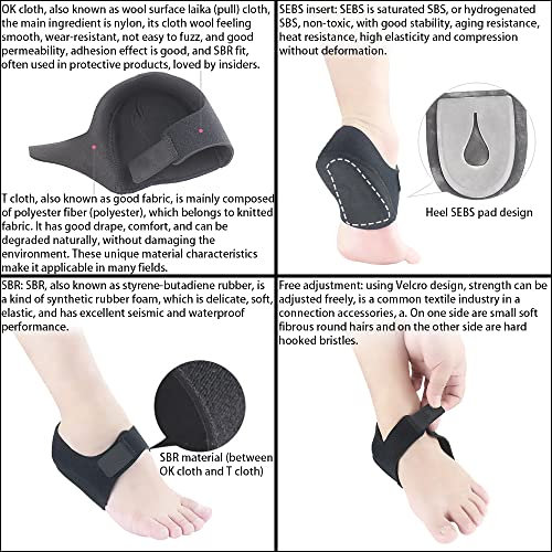 GmeDhc Protector de Talon, 1 Par Taloneras Fascitis Plantar, Ajustable Protector Talon, Taloneras Espolon Calcaneo, Plantilla Espolon Calcaneo para Aliviar el Dolor y la Presión Del Talón, L
