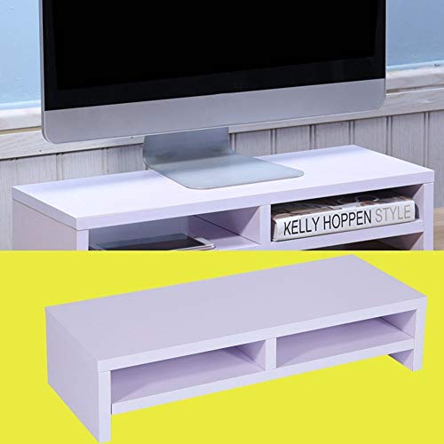 GOTOTOP - Soporte de monitor con 2 niveles de madera para elevar monitor, ordenador o escritorio, casa, elevar, pantalla LCD, Mac, ordenador portátil, 50 x 20 x 11,7 cm, carga 30 kg, color blanco