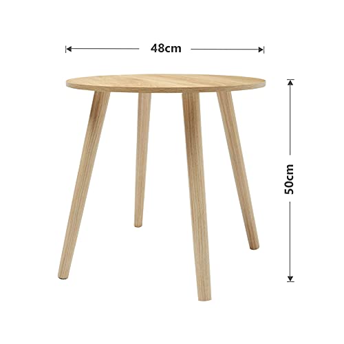 GREATOOL Mesa de Auxiliar, Mesa de Centro, Consola de Entrada, Mesa Auxiliar rústica para Sofá, Salón, Dormitorio (Mesa Redonda)