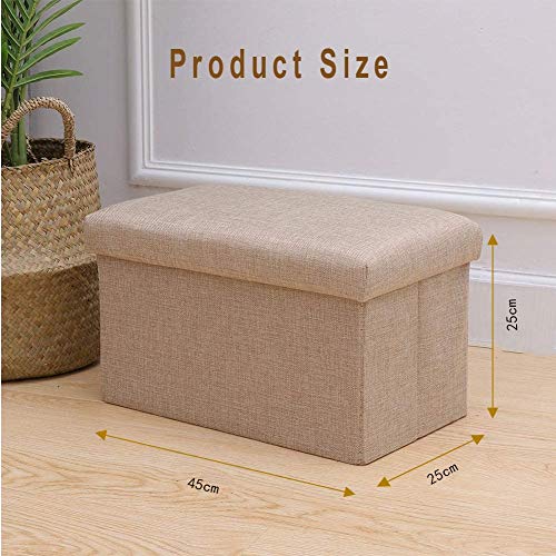 GreaTool Taburete para almacenaje, Puff Plegable, Banco Dormitorio, Salón (45x25x25CM, Beige)