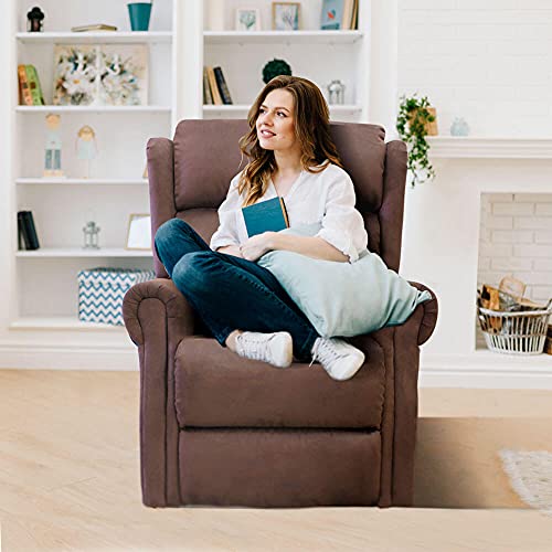 gridinlux | Sillón Relax Masaje Extra Acolchado Levanta Personas Butacón Marrón | Reclinable | Elevación Automática con Mando | 5 Modos | Calor Lumbar | 8 Motores | 4 Zonas de Masaje
