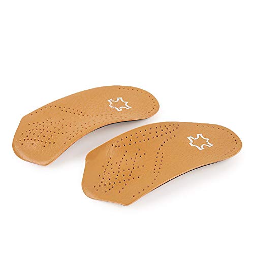 GuardInsoles Plantillas Ortopédicas Soporte Para el Arco Inserciones de Fascitis Plantar de 3/4 con Almohadilla Para el Metatarso Cojín del Talón, Cuero Fino Ultraligero Para Pies Planos（41-42