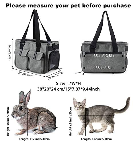 HAPPY HACHI Bolsa para Mascotas Perro Gato para Viaje Transporte Coche Cómodo Seguro Talla Mediana Pequeña Portador de Mascotas Gris