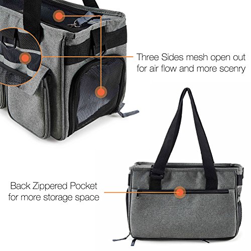 HAPPY HACHI Bolsa para Mascotas Perro Gato para Viaje Transporte Coche Cómodo Seguro Talla Mediana Pequeña Portador de Mascotas Gris