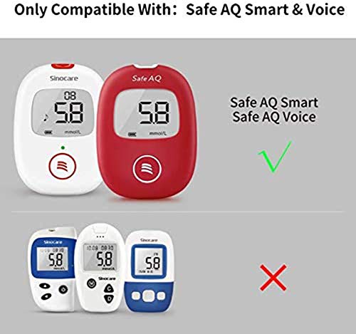 HARPIMER Glucosa en Sangre Kit Tiras de Prueba 100 Piezas+ 100 lancetas de Monitor de azúcar en Sangre para Safe AQ Smart
