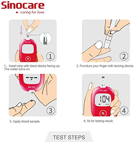 HARPIMER Glucosa en Sangre Kit Tiras de Prueba 100 Piezas+ 100 lancetas de Monitor de azúcar en Sangre para Safe AQ Smart