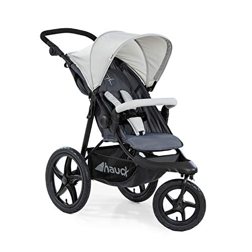 Hauck Runner - Silla de paseo con 3 ruedas neumaticas, plegado compacto, ruedas XL con camara de aire, para recien nacidos y, apto hasta 25kg, gris