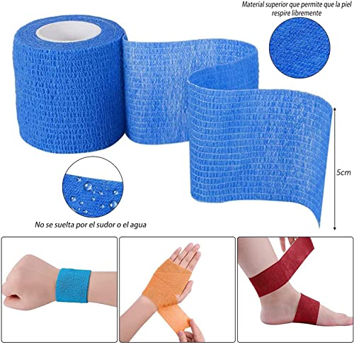 HautStore 12 Rollos Venda Cohesiva para Caballos, 5 cm x 4.5 m Tape Crossfit Elástico Esparadrapo Deportivo para Dedos de los Pies,Tobillo y Esguinces,Distensiones e hinchazón Hay 12 Colores