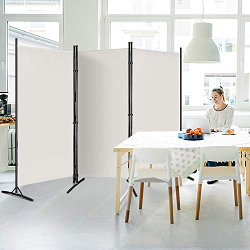 HENGMEI Biombo Divisor 260x180cm Separador de Espacios 3 Paneles Biombo para Hogar Casa Jardín Salón, Beige