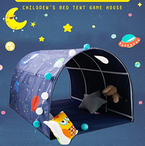 HI SUYI Tienda de campaña para cama de cabina para niños de 90 a 100 cm de ancho, para litera, tela, azul, individual