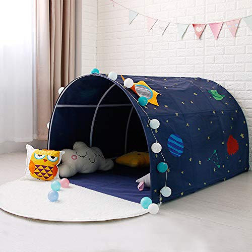 HI SUYI Tienda de campaña para cama de cabina para niños de 90 a 100 cm de ancho, para litera, tela, azul, individual