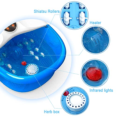 Hidromasaje para Pies Spa Pies Foot Spa Masaje Burbujas, Bañera Para Pies Aliviar los Dolores de los Pies Campo de luz Roja, Función de Mantenimiento del Calor, Spa para los pies