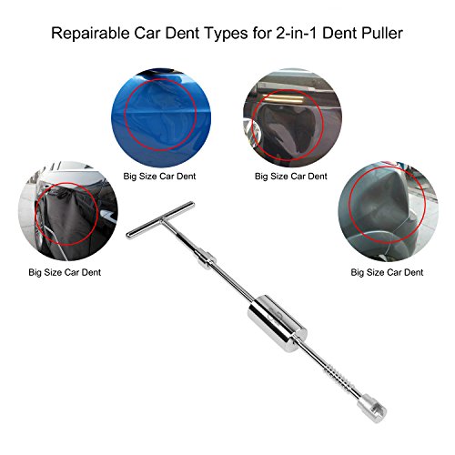 HIP TEC Kit de reparación de abolladuras sin pintura 27 pestañas, martillo deslizante para abolladuras, herramienta de barra en T, kit de extractor de abolladuras de puente