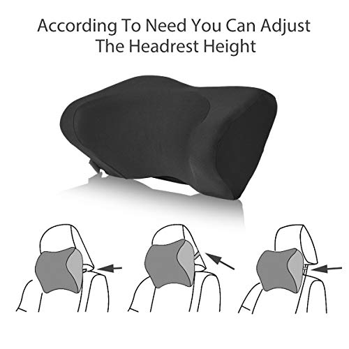 Hivexagon Almohada para Cuello del Coche con Correa Ajustable, Funda Lavable, Almohada para Reposacabezas de Espuma Viscoelástica, Almohadilla para Cuello Hombros per Alivio del Dolor