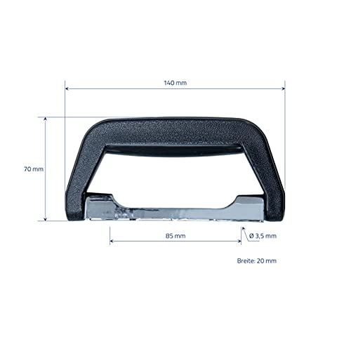 HMF 14973-02 Asa de plástico para maleta, 2 unidades, 14 x 7 cm, color negro