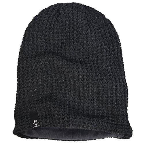 Hombre Gorro de Punto Slouch Beanie Knit Invierno Verano Hat (Gris Oscuro)
