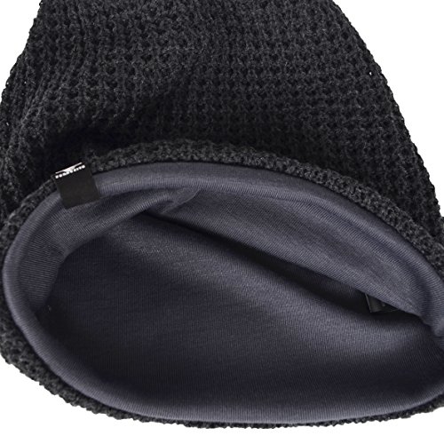 Hombre Gorro de Punto Slouch Beanie Knit Invierno Verano Hat (Gris Oscuro)