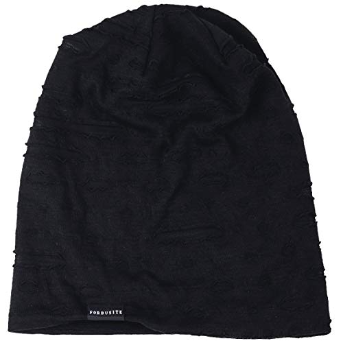 Hombre Jersey Slouch Gorro Verano Skullcap (S-Negro, Thin Cool)