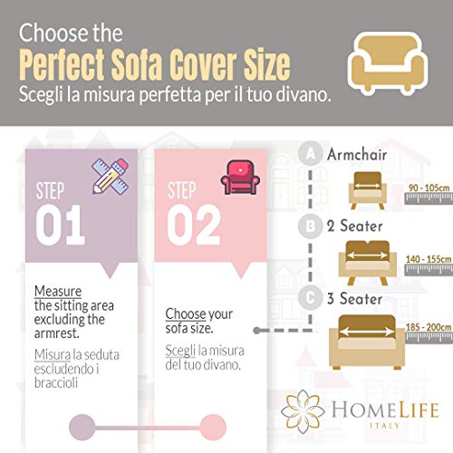 HomeLife – Cubre sofá de 2 plazas – Elegante Protector de sofás con Lazos – Funda de sofá de algodón para Proteger del Polvo, Las Manchas y el Desgaste, Fabricado en Italia – Burdeos